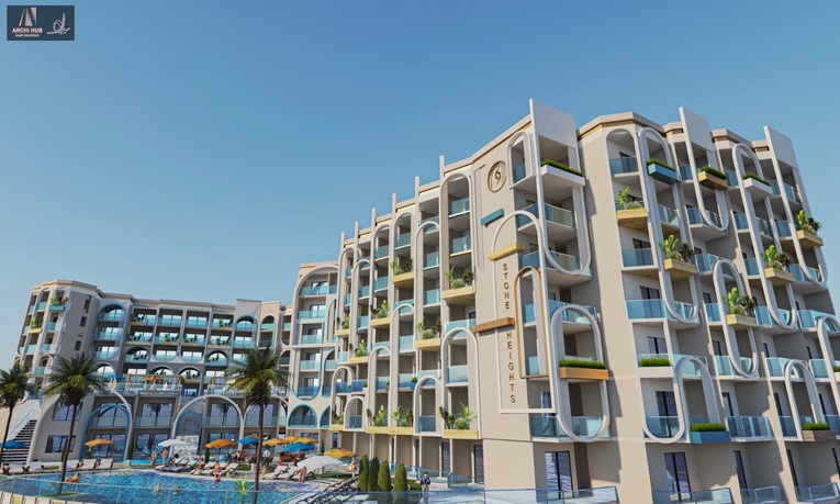 Apartmán se 2 ložnicemi, bazénem a výhledem na moře v Stone Heights, Egypt, Hurghada