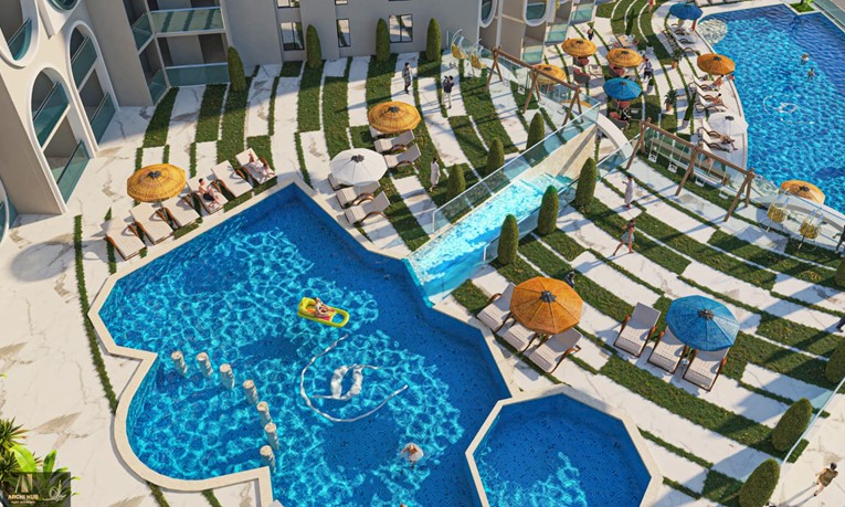 Apartmán se 2 ložnicemi, bazénem a výhledem na moře v Stone Heights, Egypt, Hurghada