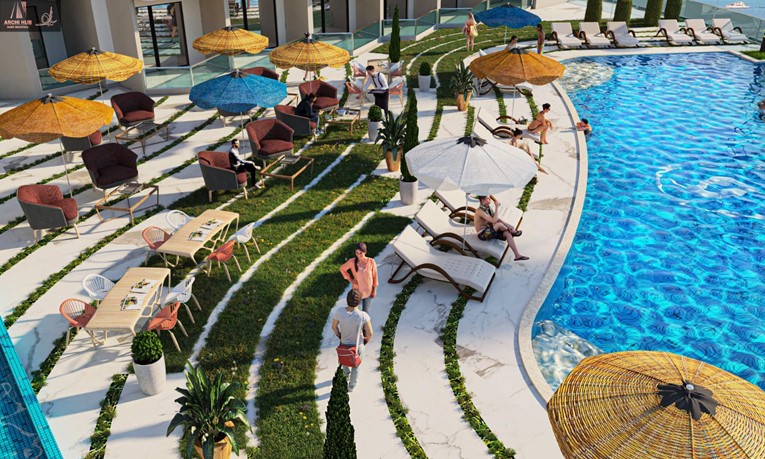 2 bedroom apartment with pool and sea view at Stone Heights, Egypt, Hurghada 